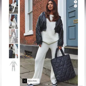 PrettyLittleThing Cream Chunky Ribbed Knitted Set thumbnail 4