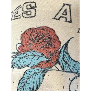 Poison Band Tee T-Shirt XS Skull Roses Life Loves A Tragedy Graphic Retro‎ Cream thumbnail 13