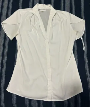Calvin Klein Women’s White Flutter Sleeve Blouse – Size S thumbnail 1