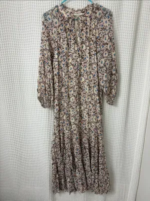 Z Supply Char La Paz Floral Midi Dress Latte Floral Tiered Medium NWT thumbnail 5