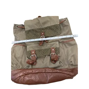 Cape Juby Womens Green Denim & Faux Leather Backpack 14x16 SKU 7057 thumbnail 6