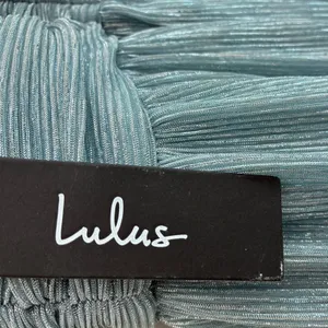 Lulus Light Blue Metallic Pleated Mini Dress V-Neck Open Back‎ 17D1756 Womens S thumbnail 12