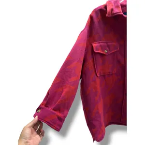 Scoop Oversized Houndstooth Wool Blend Shacket Pink Orange L 12 14 NWT NEW‎ thumbnail 3