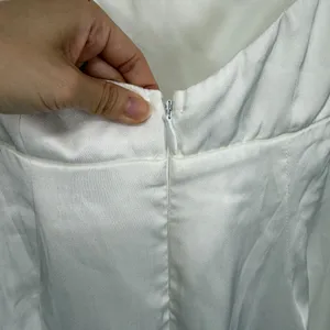 Lulus Satin Maxi Dress M White Flutter Sleeve Cutout Wedding Elopement Bridal thumbnail 7