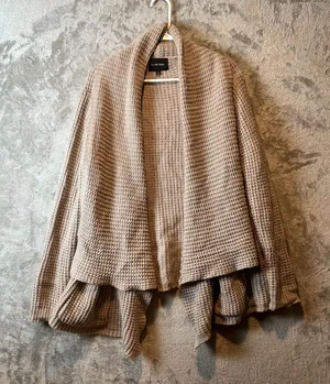 La Fee Verte Anthropologie Tan‎ Knitted Cardigan LG Cotton Wool Cottage Comfort thumbnail 1