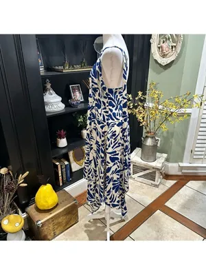 Alexis for Target Asymmetrical Botanical Blue Dress – Size M thumbnail 10