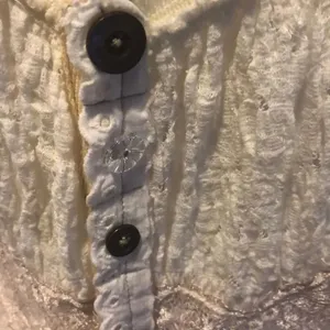 Free People Ivory Lace Cardigan Button Blouse Size M thumbnail 2