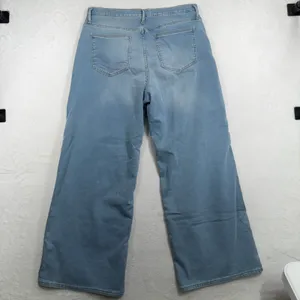 Gap 32 14 Jeans High Rise Wide Leg Sweatpant Light Wash Grunge Punk Festival thumbnail 9