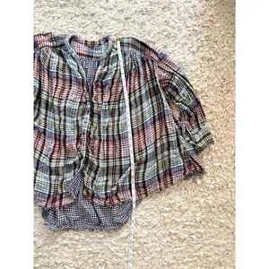 Women's Free People Plaid Button Down Shirt S Multicolor Rayon Cotton thumbnail 6