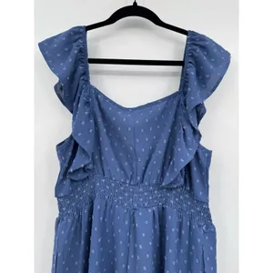 BloomChic Romper Womens 12 Blue Swiss Dot Sleeveless Sweetheart Neckline Summer thumbnail 3
