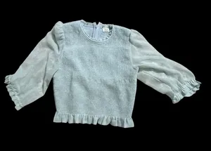 Wilfred Pale Blue Smocked Blouse with Ruffle Hem thumbnail 1