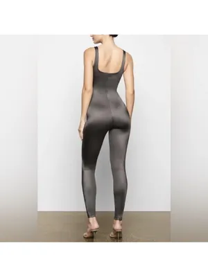 SKIMS All-In-One Shine Square‎ Neck Tank Jumpsuit Gunmetal Bodysuit Size 4X thumbnail 4