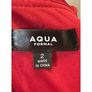 AQUA Formal Gown Womens 2 Red Pleated Ruched Sweetheart Maxi Dress Evening thumbnail 8