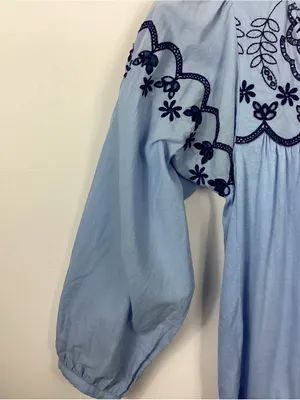 One September Blue Paulette Embroidered Eyelet Top Size Small thumbnail 4