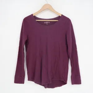 Ann Taylor Loft T-Shirt Womens M Maroon Cotton Long Sleeve Crew Neck Pullover thumbnail 2