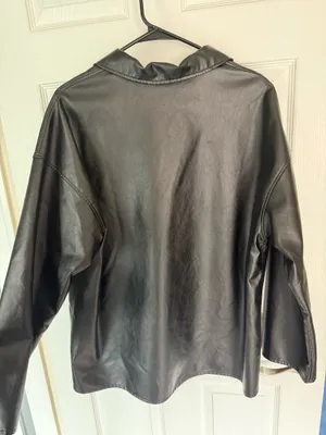Shein Leather Jacket Black thumbnail 3