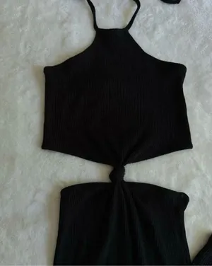 VICI Black Ribbed Cut Out Waist Maxi Dress Women's Size Small thumbnail 4