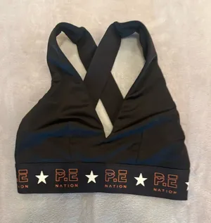 PE Nation X H&M Sports Bra Crop Top Size M Light Padding Black Start thumbnail 1