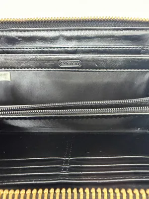 Coach Ashley Zip Around Accordion Leather Wallet Black thumbnail 7