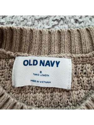 Old Navy Women’s Small Taupe Waffle Knit Tunic Sweater Cotton Viscose Crewneck thumbnail 4