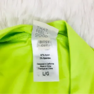 L*SPACE Frenchi Bitsy Cut Bikini‎ Bottom Large Green Neon High Waist Ribbed New thumbnail 8