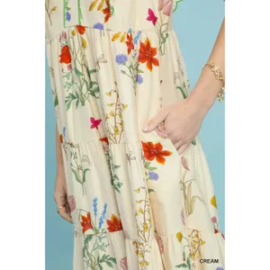 Umgee Floral Ruffle Tiered Midi Dress with Scalloped Detail - Small thumbnail 6