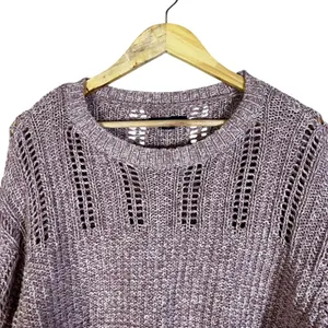 American Eagle Pointelle Marled Knit Oversized Sweater Mauve Open Stitch Size M thumbnail 3