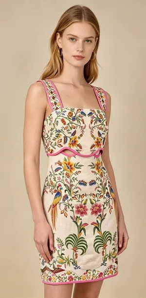 NWOT FARM Rio Linen Convertible 2‑in‑1 Dress Detachable Top & Skirt set Sz XS thumbnail 1