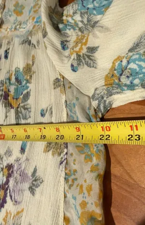 Free People Blouse Floral Multicolor Pleated Button Front Boho Medium thumbnail 9