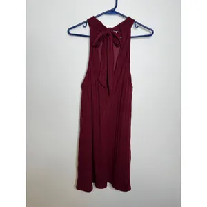 Lulus Mini Dress Womens Small Burgundy Excellent Ribbed Halter Tie Back DD3864 thumbnail 3