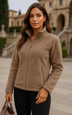 Cabelas Fleece Zip Jacket Brown Green Cozy Buttery Soft‎ Outdoor Granola Autumn thumbnail 1