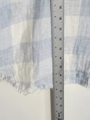 OTT Light Blue and White Check Cotton Gauze Button Down Shirt Size XL thumbnail 6