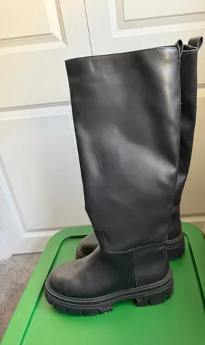 H&M Black Faux Leather Tall Boots thumbnail 2