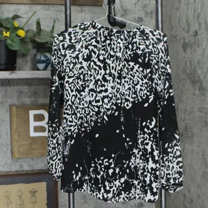 NEW Laurie Felt Womens Long Sleeve Lined Blouse Shirt Top Black / White 2XS thumbnail 2