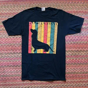 DACHSHUND WIENER DOG LOVER GRAPHIC TEE Black thumbnail 1