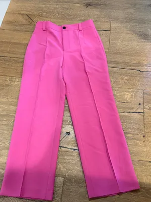 Zara the francoise Hot Pink Straight-Leg Trousers medium NWT thumbnail 2