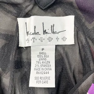 Nicole Miller Studio Womens XS (P)‎ Silk Sheath Dress Abstract Black Purple thumbnail 11