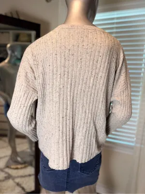 Madewell Merino Wool Alpaca Blend Boxy Ribbed Sweater Small Gray Cozy Neutral thumbnail 4