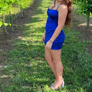 Blue Satin Homecoming Windsor Dress thumbnail 2