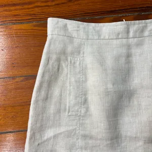 💥Brooks Brothers 100% Linen A-Line Skirt Cream Natural Pockets Size 8💛 thumbnail 11