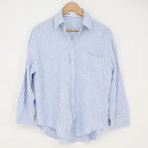 Zara Linen Button-Down Womens XS 4387/054/044 Blue White Striped Excellent thumbnail 2