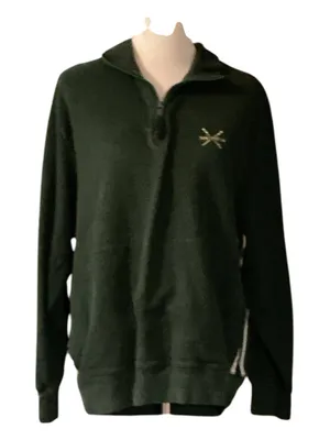 Nautica Men's Forest Green 1/4 Zip Fleece Sweatshirt Pullover - Size Large thumbnail 1