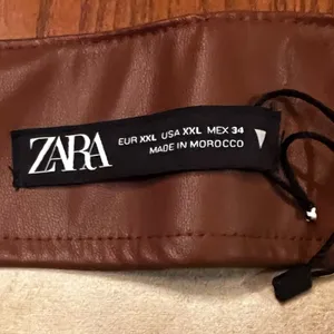 ZARA Brown Vegan‎ Faux Leather Pronounced Seams High Waisted Mini Skirt Size XXL thumbnail 9