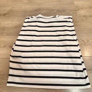 FRENCH CONNECTION Striped T Shirt Top White Black Cotton‎ Classic Boxy Fit Large thumbnail 2