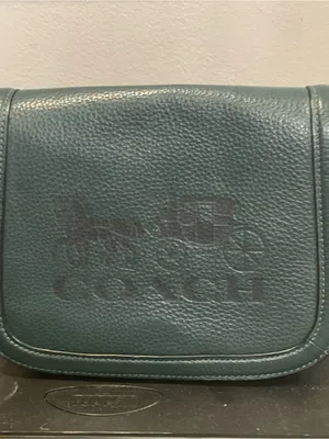 COACH Forest Green Saddle Pebbled Leather Crossbody Bag thumbnail 5