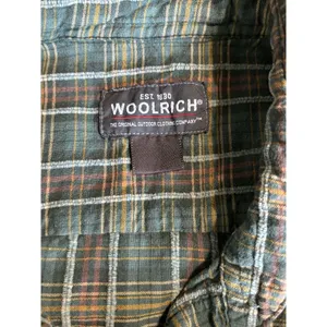 Woolrich Vintage Flannel Shirt‎ Green/Orange Plaid Button Up Size See Measure thumbnail 5