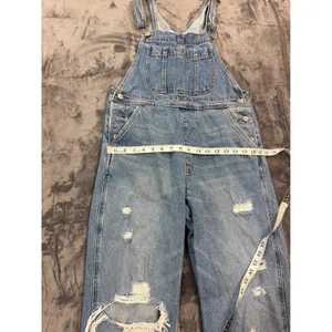 Abercrombie & Fitch Overalls Womens Blue Distressed Denim M thumbnail 6