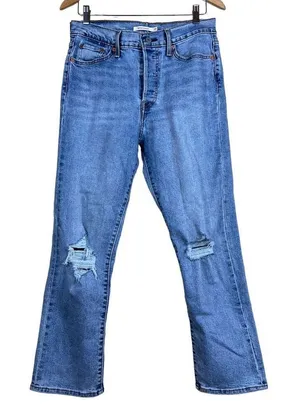 Levi’s Wedgie Straight Distressed Denim Jeans Women’s Size 29x28 thumbnail 1