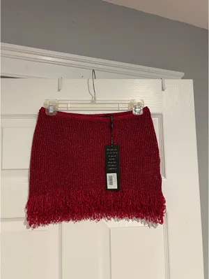 White Fox Cha Cha Cha Knit Mini Skirt Raspberry thumbnail 4