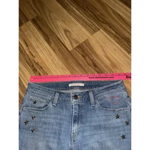 Levi's 535 Super‎ Skinny Jeans Womens Sz 30 Blue Denim Stars Accents Artsy Art thumbnail 10